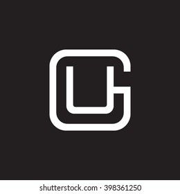 letter G and U monogram square shape logo white black background