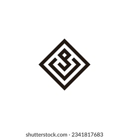 Letter g, U and o square, elegant geometric symbol simple logo vector