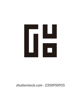 Letter G, u and o square geometric symbol simple logo vector