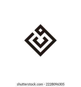 Letter g and U square geometric symbol simple logo vector