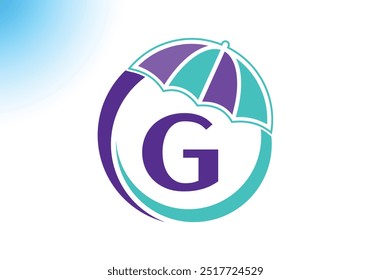 Letter G Umbrella Logo Design Vector Template.