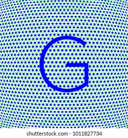 letter G in uppercase with dot effect, blue color for various uses related to teaching and education, editable vector