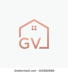 letter G V with Real Estate element. home concept Construction logo template. Housing Complex Simple Vector Logo Template. - vector