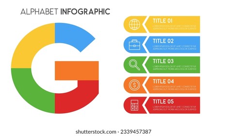 Letter G vector alphabet infographic, Template for presentation