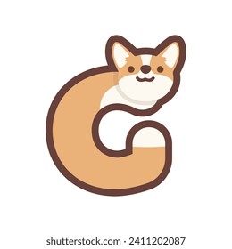 A letter G vector cute corgi dog