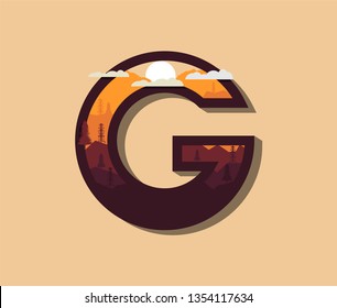 Letter G Vector Illustration flat design concept nature
