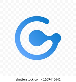 Letter G vector logo in blue color and silhouette line shape