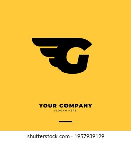 Letter G vector logo design template. Wings logotype creative concept. Moving idea classic icon.
