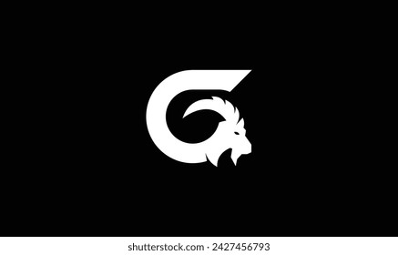 Buchstabe G Vektor-Logo-Design, Ziegenkopf flaches Logo, g Logo mit Ziegenkopf