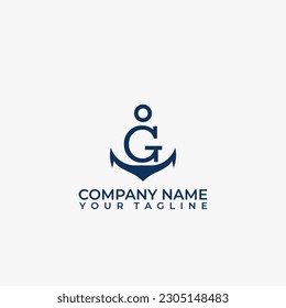 Letter G vector logo integrated in a simple minimalist anchor shape.