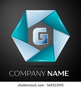 Letter G vector logo symbol in the colorful circle on black background. Vector template for your design