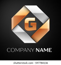 Letter G vector logo symbol in the colorful rhombus on black background. Vector template for your design