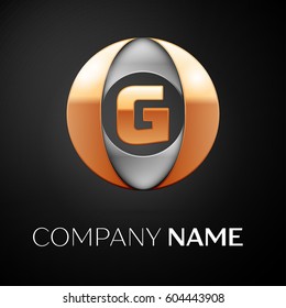 Letter G vector logo symbol in the colorful circle on black background. Vector template for your design