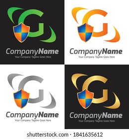 Letter G vector logo template, Colorful Letter G logo, Shield Logo design vector template. Protection defense symbol, security guard company Logotype.