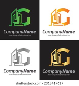 Plantilla para el logotipo del vector de la letra G, logotipo de la letra colorida G, inmobiliario, logotipo de construcción y diseño de la plantilla de vectores