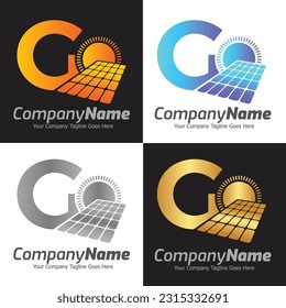 Letter G vector logo template, Colorful Letter G logo, Solar power logo design,  Solar panel logo, Renewable energy, Solar energy brand