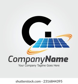 Plantilla para el logotipo del vector de la letra G, logotipo de la letra colorida G, diseño del logotipo de la energía solar, logotipo del panel solar, energía renovable, marca de energía solar