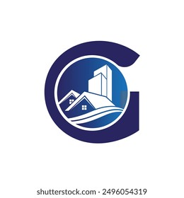 Letter G Vektor Logo-Vorlage, Farbiger Letter G Logo, Immobilien, Gebäude und Bau Logo Design-Vorlage Vektor Symbol