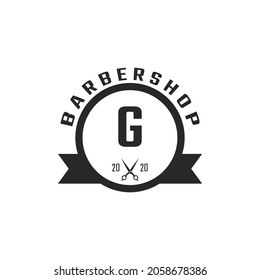 Letter G Vintage Barber Shop Badge and Logo Design Inspiration