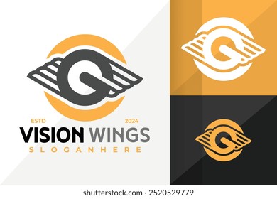 Letter G Vision Wings logo Icon Vector Design. Creative simple logos designs illustration