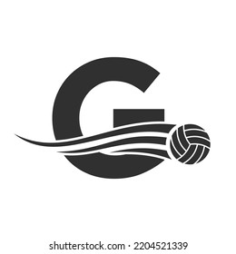 Letter G Volleyball Logo Design For Volley Ball Club Symbol Vector Template. Volleyball Sign Template