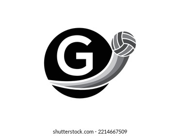 Letter G Volleyball Logo Design For Volleyball Club Symbol Vector Template. Volleyball Sign Template Design.