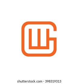 letter G and W monogram square shape logo orange