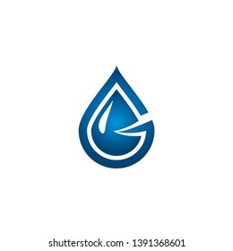 letter G water drop icon logo design concept