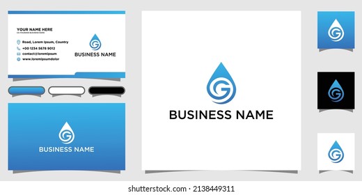 Letter G Water Drop Logo Icon Design Template Elements With Business Card Design Template