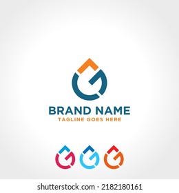 Plantilla de diseño de logotipo de caída de agua de la letra G