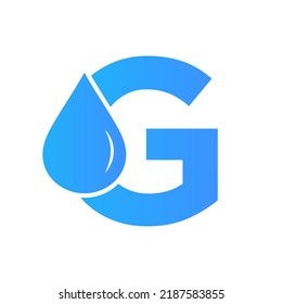 Buchstabe G Wasserlogo-Element-Vektorvorlage. Logo-Symbol für Wassertropfen
