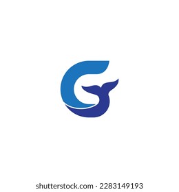 letter G and whale tail vector illustration for an icon,symbol or logo. G initial logo