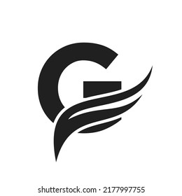 Letter G Wing Logo Design. Transportation Logo Letter G and Wings Concept