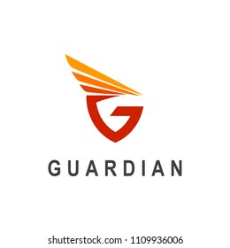 Letter G With Wing Logo Vector, Guardian Logo