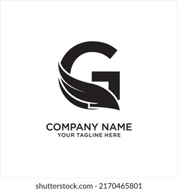 Letter G Wings Logo Design Icon. Letter Logo with Creative Black Wing Concept.