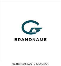 Letter G with wings shape logo vector for aviation school academy or business brand