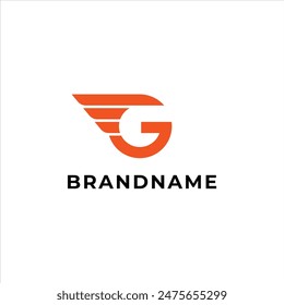 Letter G with wings shape logo vector for aviation school academy or business brand