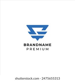 Letra G con forma de alas logo Vector para la academia de la escuela de aviación o marca de negocios