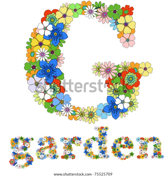 Letter G Word Garden Floral Vector Stock Vector Royalty Free