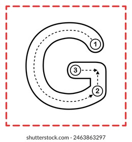 letter G for writing practice. Alphabet tracing is good for practicing children writing letters.