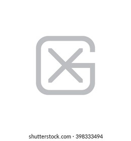 letter G and X monogram square shape logo gray