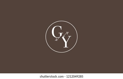 LETTER G AND Y FLOWER LOGO WITH CIRCLE FRAME FOR LOGO DESIGN OR ILLUSTRATION USE