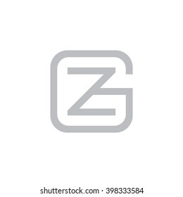 letter G and Z monogram square shape logo gray