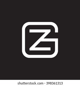 letter G and Z monogram square shape logo white black background