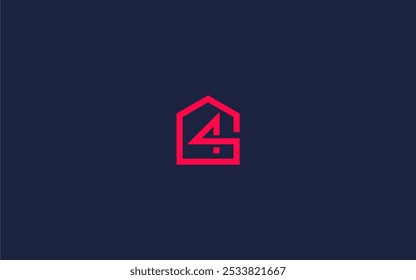 letra g4 com ícone de logotipo house design vetor design modelo inspiração