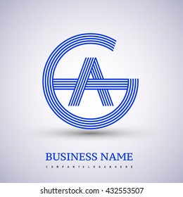 Letter GA or AG linked logo design circle G shape. Elegant blue colored, symbol for your business name or company identity.