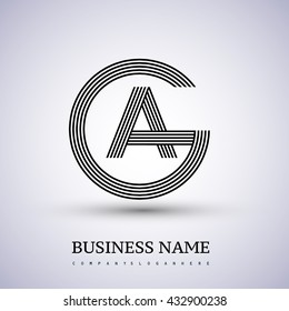 Letter GA or AG linked logo design circle G shape. Elegant black colored, symbol for your business name or company identity.