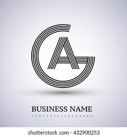 Letter GA or AG linked logo design circle G shape. Elegant black colored, symbol for your business name or company identity.