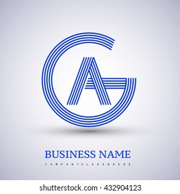 Letter GA or AG linked logo design circle G shape. Elegant blue colored, symbol for your business name or company identity.