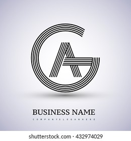 Letter GA or AG linked logo design circle G shape. Elegant black colored, symbol for your business name or company identity.